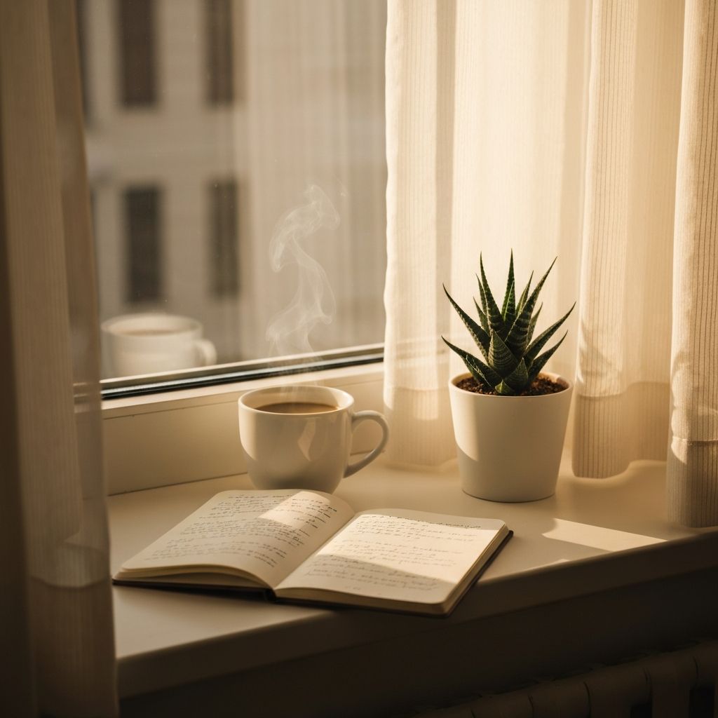 Nyugodt reggeli rituálé természetes fényben